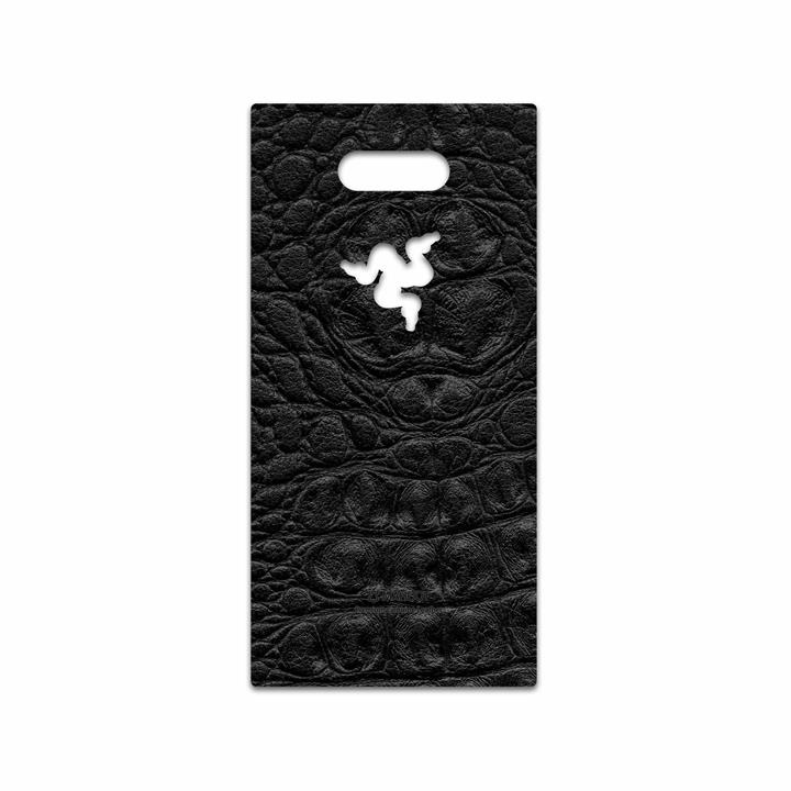 برچسب پوششی ماهوت مدل Black-Crocodile-Leather مناسب برای گوشی موبایل ریزر Phone 2 MAHOOT Black-Crocodile-Leather Cover Sticker for Razer Phone 2